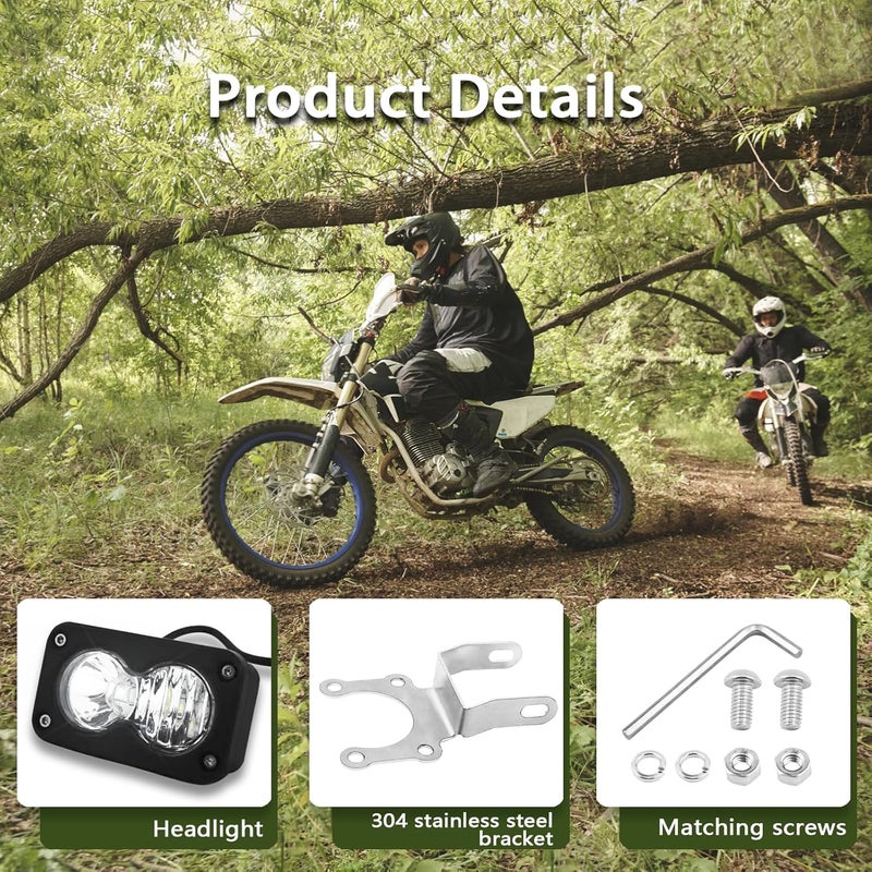 MLWRID Headlight Kit with Mount Bracket Compatible for SurRon Segway X260, Clear White Floodlight dirt bike headlight kit, Sur-ron Accessories (White Light) - Image 5